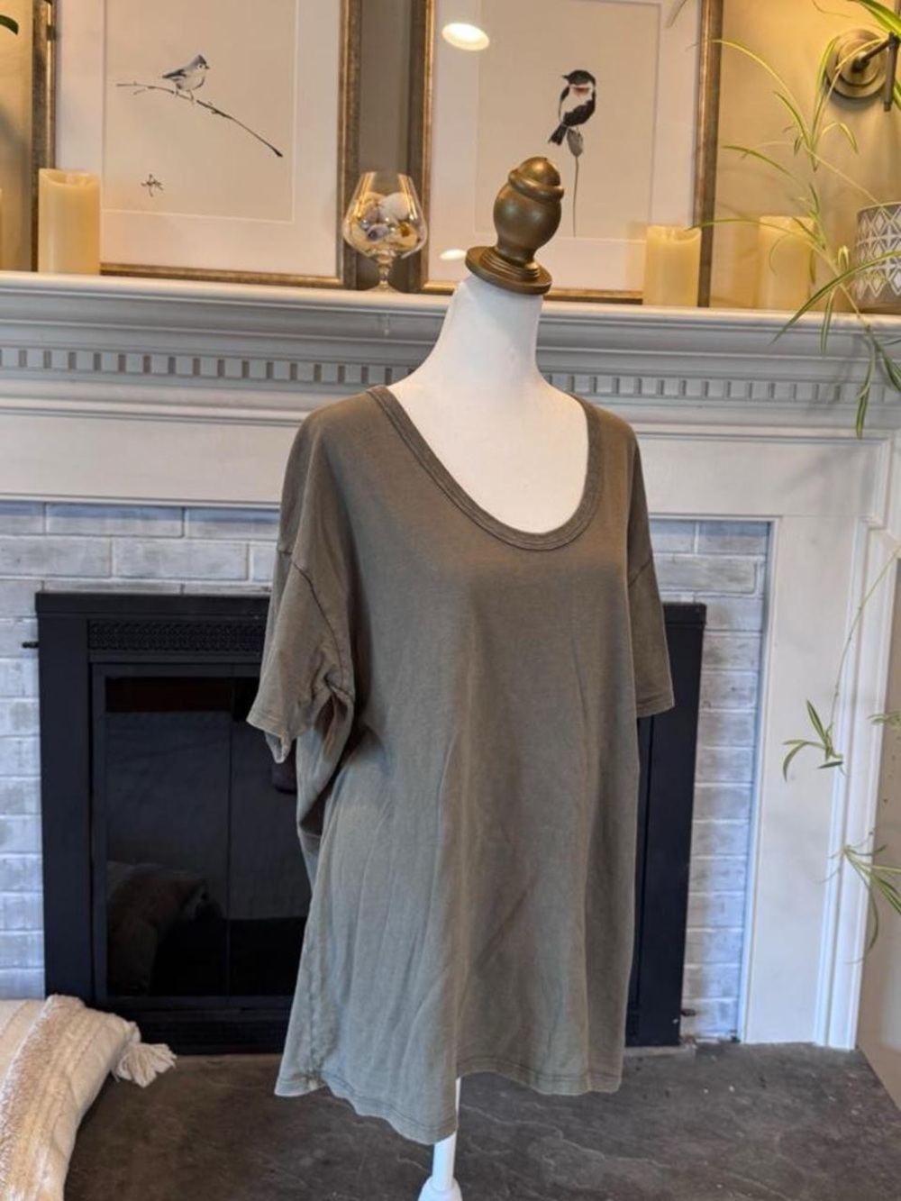 Aerie Army Green Oversized Scoop Neck Tee Medium - Picture 2 of 9